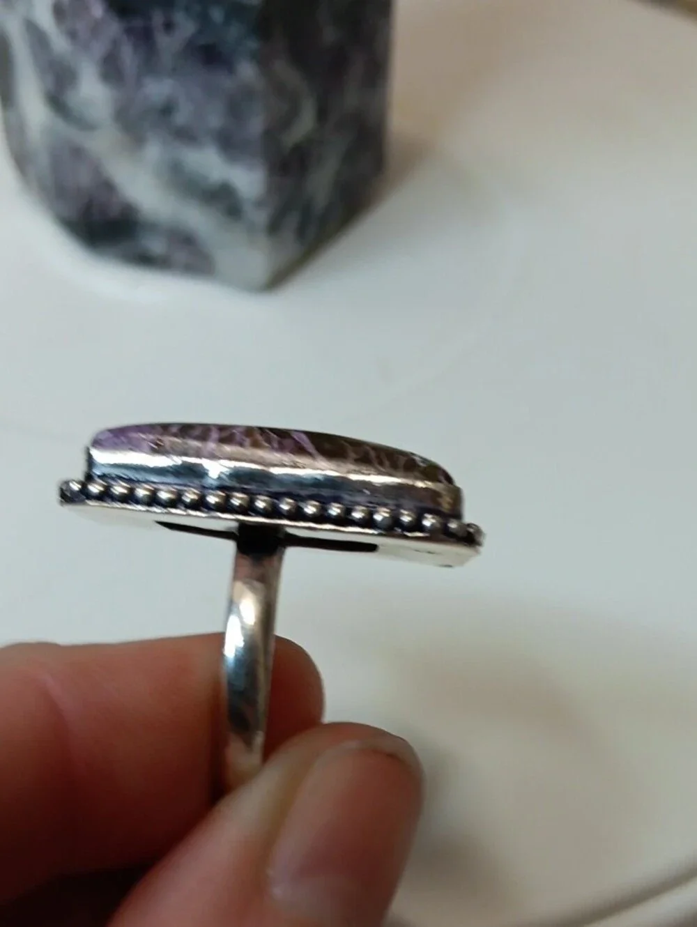 Purple Marbled Statement Ring - Women Jewelry